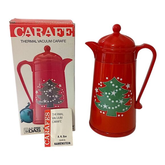 Waechtersbach Thermal Carafe Christmas Tree 1 Liter Vacuum Red Hot Cold Vintage - Picture 2 of 16